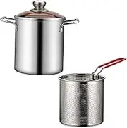 Deep Fry Pot with Double Handle Mini Deep Fryer for Pumpkin Pie French Fries with Fryer Basket