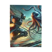 Velveteen Plush Blanket Futuristic Robot Samurai Octopus Battle Dystopian SciFi