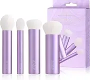 Jessup Makeup Brushes Set 4pcs Face Kabuki Brush for Foundation Contour Powder Blush Bronzer and Highlighter, Premium Synthetic Fiber Cruelty-Free, Luxury Purple T517