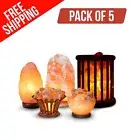 Exquisite 5-Salt Lamp Himalayan Rock Bowl Wooden AFFORDABLE for Decor Enthusiast