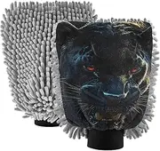 XYMZR Eye Red Leopard Portrait Absorbent Microfiber Car Wash Mitt, Funny Cute Anime Scratch Free for Cars Cleaning, Home Cleaning Mitts, 2 Pack, 10.24” L x 7.09” W
