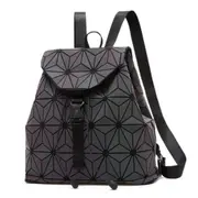 Women Laser Luminous Backpack School Hologram Geometric Fold Student School Bags
