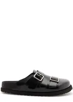 Birkenstock 222 West Glossed Leather Sliders - Black - 39 (IT39 / UK6) 39 (IT39 / UK6)