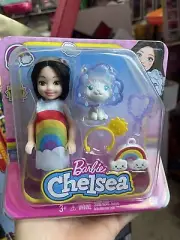 Mattel Barbie / Club Chelsea Dress-up "Rainbow Cloud & Cat Doll Play Set New