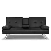 Artiss Sofa Bed Lounge Futon Couch 3 Seater Leather Cup Holder Recliner