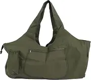 Military Green Oversized Yoga Bag, Sturdy Canvas Travel Shoulder Bag, Multi Purpose with 4 Outer Pockets, Dustproof for Fitness Home Use