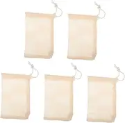 PLAFOPE Travel Shower Soap Bag 5pcs Sisal Pouch Conditioner Bar Holder Drawstring Saver Face Net Multipurpose