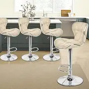 ALFORDSON Bar Stool 4Pcs Adjustable Kitchen Stools Luna Swivel Counter Barstools Dining Chair in 54-75cm Seat Height for Home Bar Dining Room (Beige)
