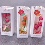 客製 【鮮花包裝盒】手提單支花束袋 透明白色 櫥窗袋康乃馨包裝 鮮花手提袋 插花袋粉色