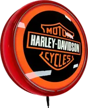 Harley Davidson Shield LED Bar Lighting Wall Sign Light Button Red