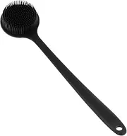 FRCOLOR Black Silicone Long Handle Bath Brush Body Brush Multifunction Massage Scrub Brush