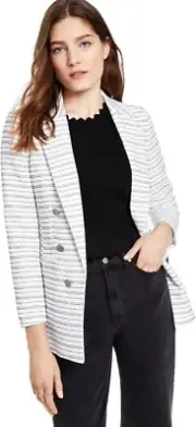 Bar III Becca Tilley X Plaid Fall Double Breasted Blazer Sz XL