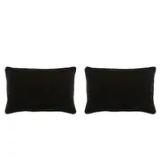 2x Belle Chelsea Velvet Cotton Cushion Cover Pillow Case 40x60cm Rectangle Black