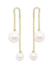 Meira T 14K Yellow Gold Cultured Freshwater Pearl Chain Drop Threader Earrings