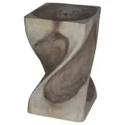 Haussmann® Big Twist Wood Stool Accent Table 12 in SQ x 20 in H Grey Oil