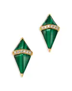 Bloomingdale's Fine Collection Malachite & Diamond Kite Stud Earrings in 14K Yellow Gold