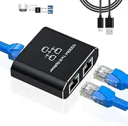 LAN Splitter 1 to 2 1000 Mbps Ethernet Splitter LAN Switch 2 Port with Type-C Power Cable Gigabit Switch for Computer, Hub, Switch, Router, Set-Top Box, Digital TV, etc