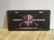 LIBERTY OR DEATH 2ND AMENDMENT GUN RIGHTS METAL AUTO TAG LICENSE PLATE NOVELTY