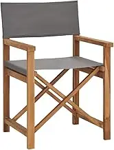 Director's Chair Solid Teak Wood Grey,Teak Director Chair with Foldable Design and Comfortable Seating for Patio, Garden or Camping Outdoor Chair