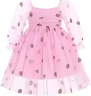 [IMEKIS] Toddler Girl Birthday Dress Floral Confetti Tulle Formal Wedding Party Long Sleeve Dress Cake Smash Photo Shoot