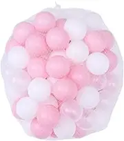 HONITANO 100Pcs Crush Ocean Balls for Soft Plastic White Pink for Ball Pits Bathtubs Playgrounds Packaged Mesh Bag