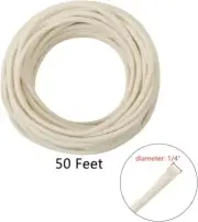 50 Feet Roll 1/4" Round Cotton Wicks Burner Replacement Kerosene for Oil Lamp La