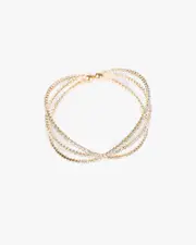 Crystal 3 Band Cross Over Cuff Bracelet