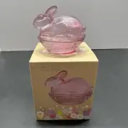 Small Pink Glass Bunny On Nest Covered Candy/Nut Dish Bowl Easter NEW