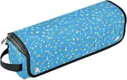 [sanluoli] Hair Tool Travel Bag for Women with Heat Resistant Pad Waterproof Portable Open Flat Travel Bag Seamless Blue Aesthetics Blue Golden Stars Trave Case for Women