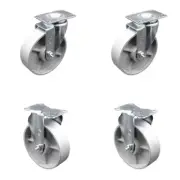 5 Inch Semi Steel Wheel Swivel Top Plate Caster Set with 2 Rigid Service Caster