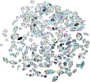 IWOWHERO 300pcs Flatback Rhinestones for Nail Art DIY Crafts and Embellishments for Makeup Hair Accessories Phone Cases and Decorations Ab