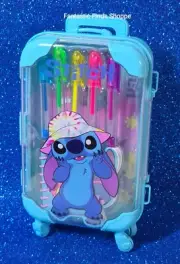 Disney Summer Vacation Suitcase Stitch Stationary Set Case Stickers Pens Notepad