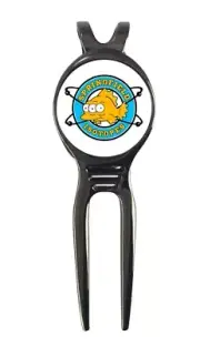 The Simpsons Homer Isotopes Golf Ball Marker +Black Gunmetal Divot Tool