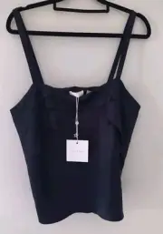 Sass & Bide Size 42 Aus 12 Top Navy Tiered Satin Style New With Tags RRP $290