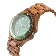 Men's Waterproof Solid Wood Business Quartz Watch with Double-Sided Snap Clasp