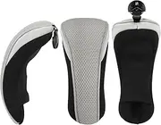 New 3 Pack Golf Hybrid Club Head Covers Headcovers with Interchangeable No. Tag Black & Gray
