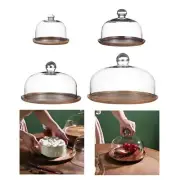 Wooden Cake Stand with Dome Cake Fruit Display Server Tray for Candy Cream