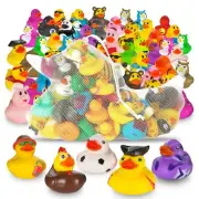 100 Pack Mini Rubber Ducks Kids Baby Bath Shower Toys Summer Beach Pool Floater
