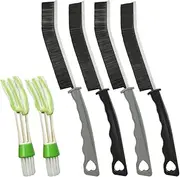 AFUNTA 4 PCS Hard Bristle Crevice Cleaning Brush Bathroom Cleaning Supplies Window Gap Cleaning Brush with 2 PCS Car Detailing Brushes, for Household Use