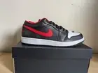 Nike Air Jordan 1 Low White Toe Black Red Sneakers 553558-063 Men's Size 11