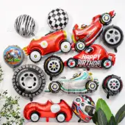 Race Car Checkered Flag Foil Balloons Kids Car Wheels Birthday Party Decor