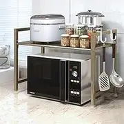 Storage Bag Stainless Steel Seasoning Rack Floor-Standing Multifunction Kitchenware Microwave Oven Rack (Color : C)