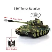 7.0 Henglong 1/16 Plastic King Tiger BB IR RTR RC Tank 3888A 360° Barrel Recoil