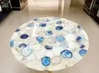 Handmade White Agate Round Coffee Table Crystal Gemstone Bar Counter Gaden Decor