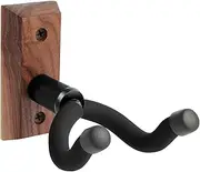 [VEINTICO] Guitar Wall Mount, Guitar Hangers Hooks Bracket Holders for Acoustic and Electric Guitars Bass Banjo Mandolin, Black Walnut Wood Base by