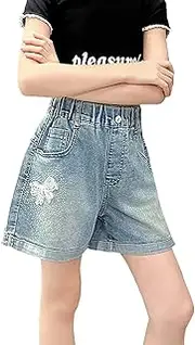 [Generic] Denim Shorts for Grils Fashion Leisure Style Trendy Breathable Loose Elasticity Comfy Fashion Toddler Trousers
