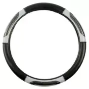 Gray and Black Two Tone Leather Steering Wheel Cover Universal 14.5-15.5 Inch (for: Honda Civic)