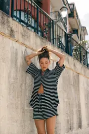 [PUP100] Linnea Short Set - Black White XS black