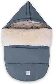 7AM Enfant Universal Footmuff - Water Repellent Winter Bunting Bag for Strollers & Car Seats, Soft Micro-Fleece & Plush Lined | Ash Blue, Print Pebbles