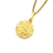 9ct Gold 12mm Scalloped St. Christopher Pendant
